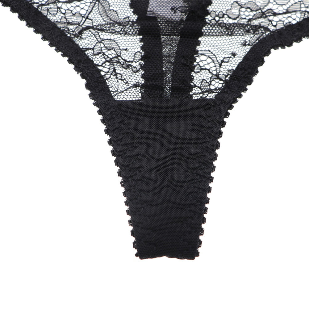 Underwear Lace See Through Corset Underwire Half Cup Bra Ultra-thin
