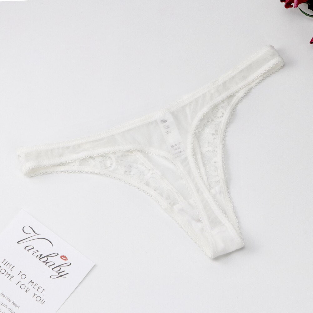Embroidered lace underwear bra + thong panties